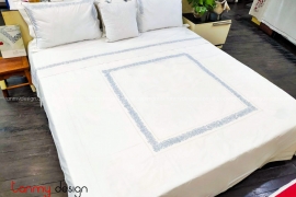 Queen size duvet cover embroidered with baby's breath